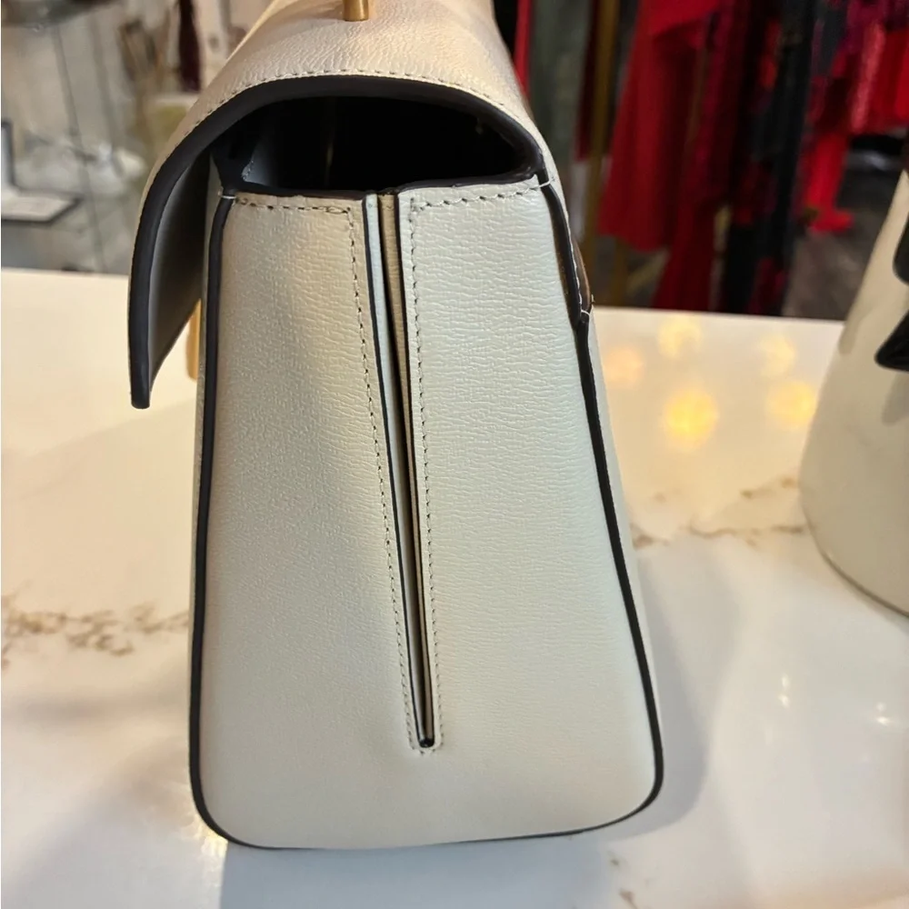 Kate Spade Katy Textured Leather Bamboo Medium Top Handle Bag in Halo